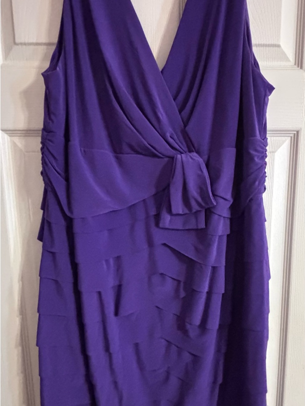 Purple Ruffled V-Neck Women’s Cocktail Dress